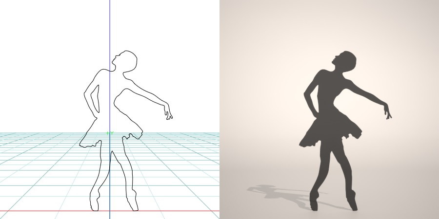 formZ 3D シルエット silhouette 女性 woman female lady バレエダンサー ballet dancer バレリーナ ballerina バレリーヌ ballerine