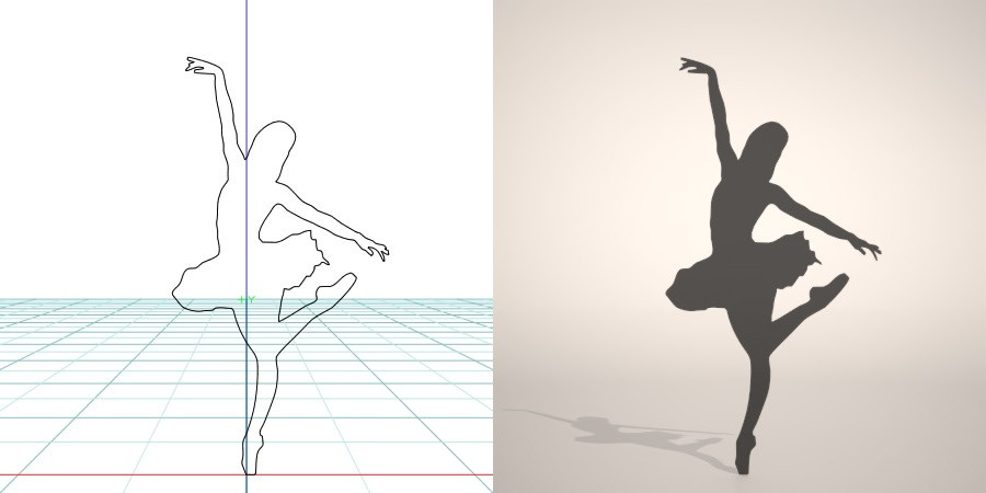 formZ 3D シルエット silhouette 女性 woman female lady バレエダンサー ballet dancer バレリーナ ballerina バレリーヌ ballerine