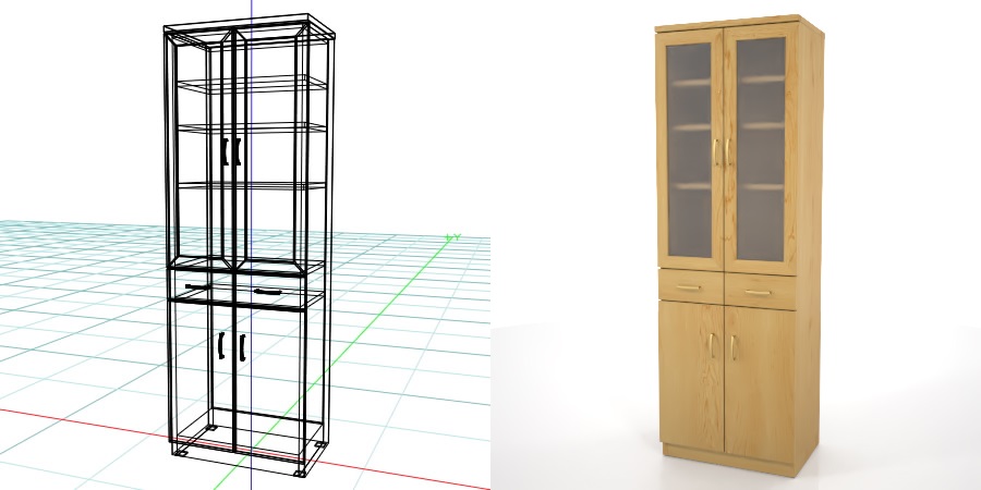 formZ 3D インテリア interior 家具 furniture キャビネット cabinet キッチンボード kitchen ダイニングボード dining カップボード cupboard 食器棚