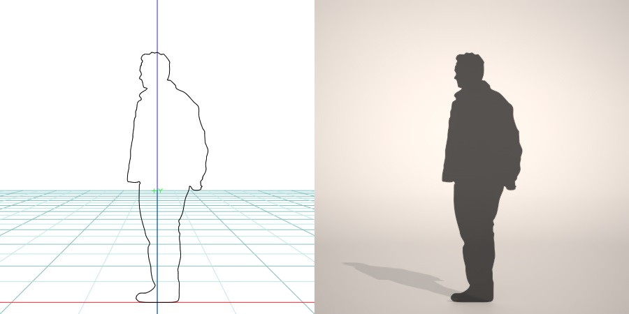 formZ 3D シルエット silhouette 男性 man ジャケット 後ろ手