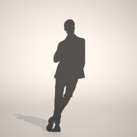 formZ 3D シルエット silhouette 男性 man ジャケット スーツ 背広 business suit 会社員 ビジネスマン businessman サラリーマン 壁によりかかる