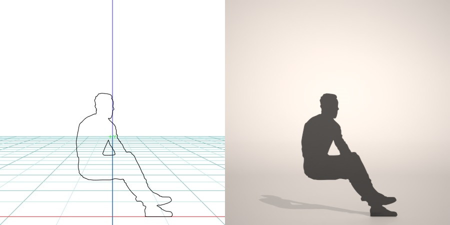 formZ 3D シルエット silhouette 男性 man 脚を組む 座る｜【無料・商用可】3D CADデータ フリーダウンロードサイト丨digital-architex.com