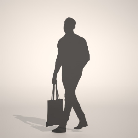 formZ 3D シルエット silhouette 男性 man 歩く walk 鞄 かばん bag