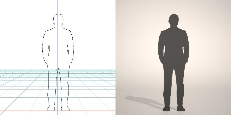 formZ 3D シルエット silhouette 男性 man ジャケット スーツ 背広 business suit 会社員 ビジネスマン businessman サラリーマン