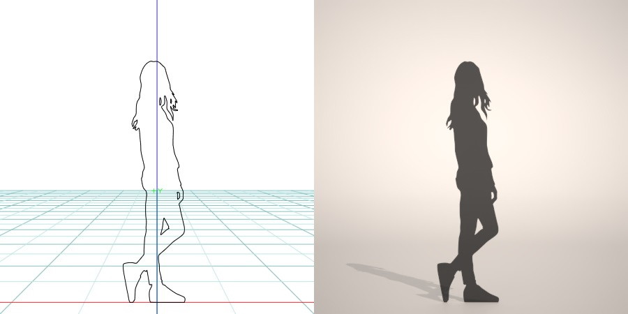 formZ 3D シルエット silhouette 女性 woman female lady デニム ジーパン denim jeans