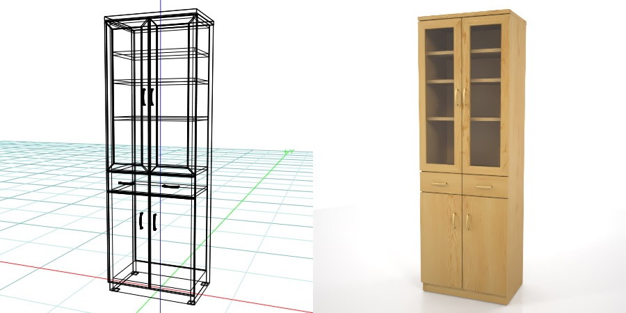 formZ 3D インテリア interior 家具 furniture キャビネット cabinet キッチンボード kitchen ダイニングボード dining カップボード cupboard 食器棚