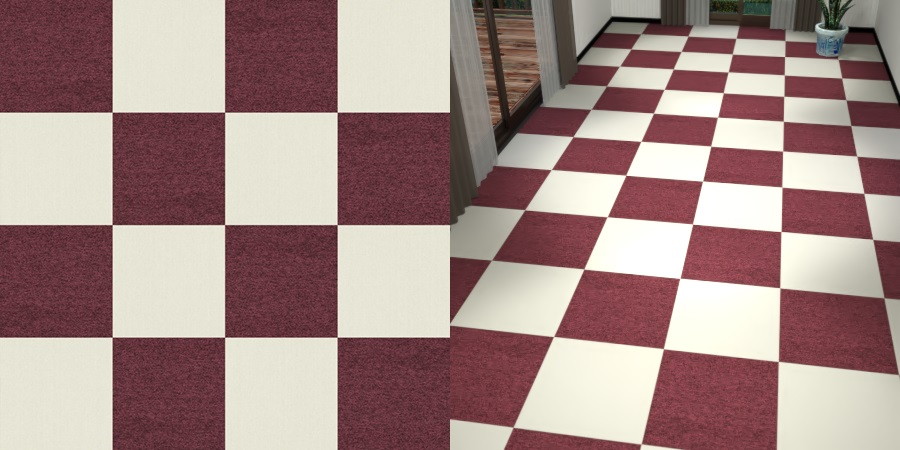 フリーデータ,2D,テクスチャー,texture,JPEG,タイルカーペット,tile,carpet,白色,しろ,ホワイト,white,紫色,パープル,purple,ワインレッド,あずき色,市松貼り,2色市松