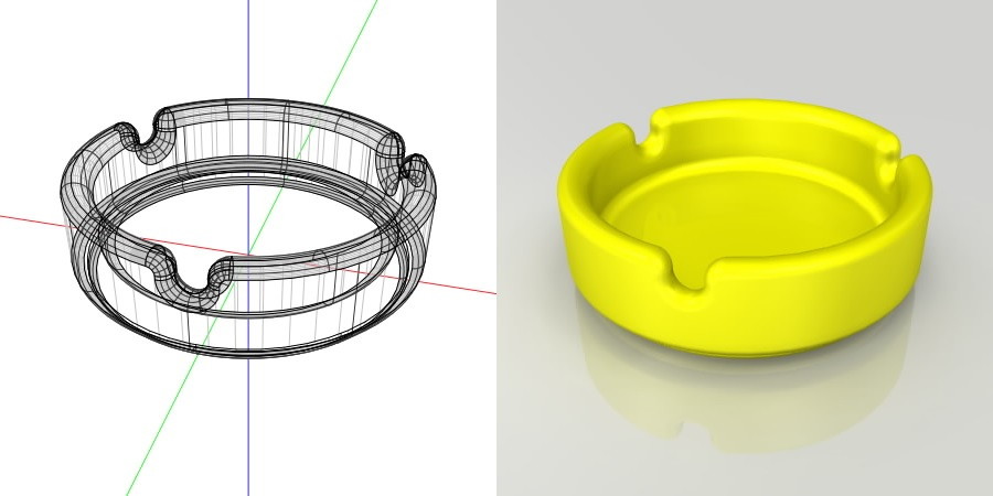 フリー素材 formZ 3D インテリア interior 雑貨 miscellaneous goods 黄色の灰皿 ashtray