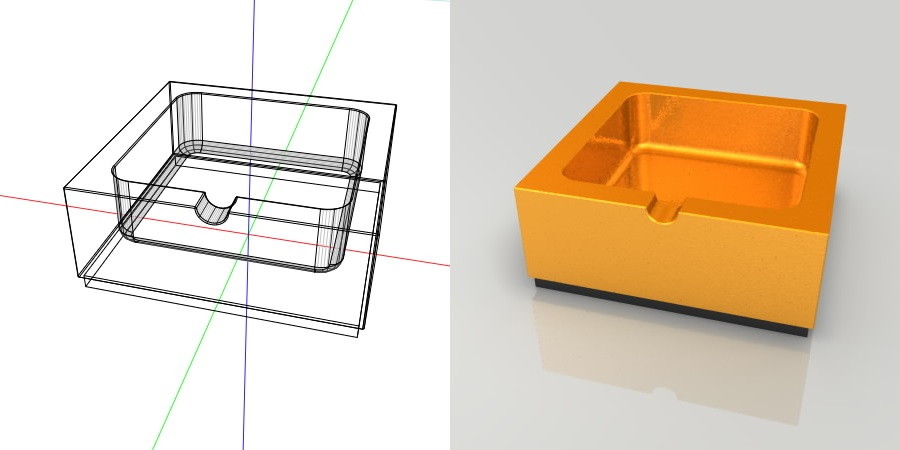 フリー素材 formZ 3D インテリア interior 雑貨 miscellaneous goods ゴールドの灰皿 ashtray