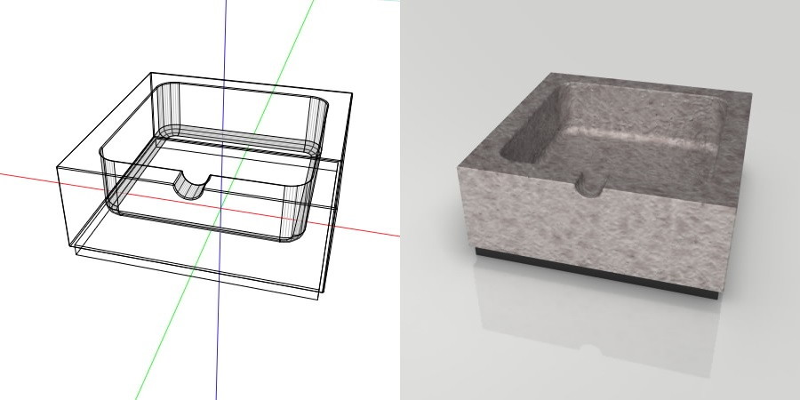 フリー素材 formZ 3D インテリア interior 雑貨 miscellaneous goods 鋳物の灰皿 ashtray