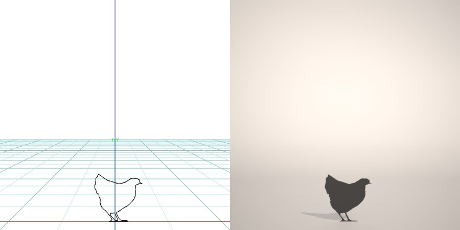 formZ 3D シルエット silhouette 動物 animal 鳥 とり バード bird 鶏 ニワトリ にわとり chicken 酉