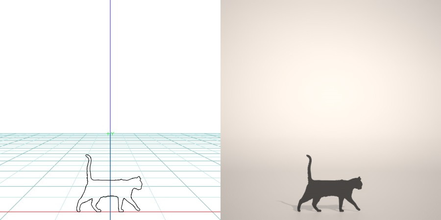 formZ 3D シルエット silhouette 動物 animal 猫 ねこ ネコ cat｜【無料・商用可】3D CADデータ フリーダウンロードサイト丨digital-architex.com