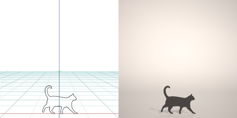 formZ 3D シルエット silhouette 動物 animal 猫 ねこ ネコ cat