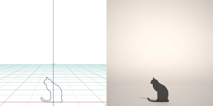 formZ 3D シルエット silhouette 動物 animal 猫 ねこ ネコ cat