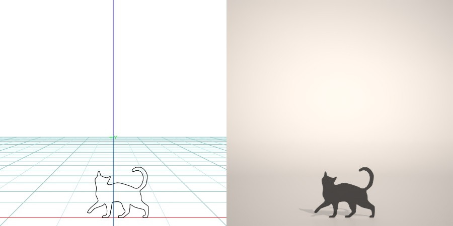 formZ 3D シルエット silhouette 動物 animal 猫 ねこ ネコ cat