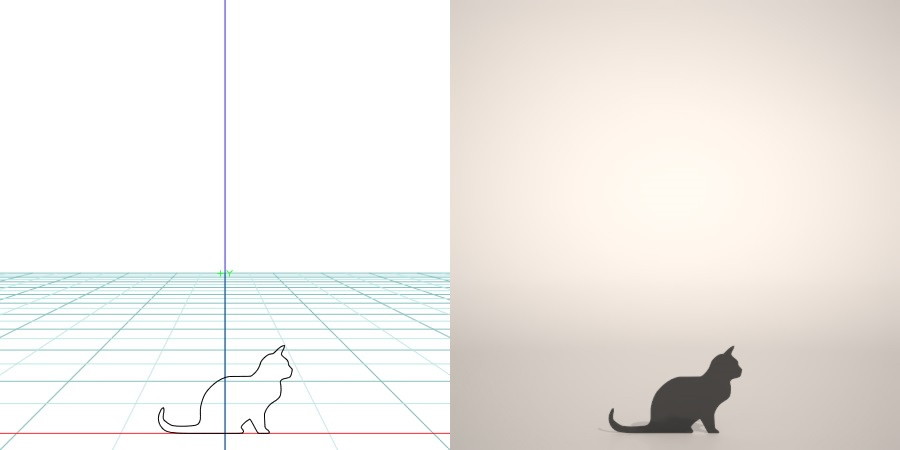 formZ 3D シルエット silhouette 動物 animal 猫 ねこ ネコ cat