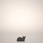【シルエット】丸くなって座る ネコ【formZ】 cat_0012