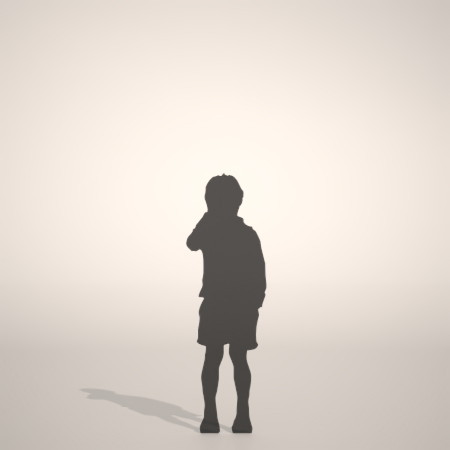 フリー素材 formZ 3D silhouette 子供 child 少年 boy 短パン 半ズボンを穿いた男の子のシルエット