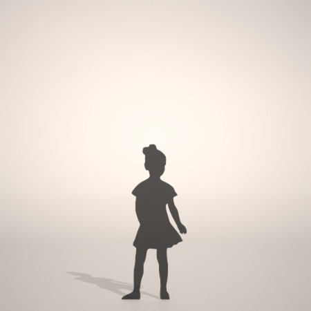 フリー素材 formZ 3D silhouette 子供 child 少女 girl skirt スカートを穿いた女の子のシルエット