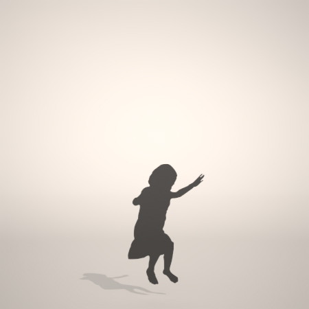 フリー素材 formZ 3D silhouette 子供 child 少女 girl スカート skirt 跳ぶ ジャンプ jump 飛び跳ねる女の子のシルエット