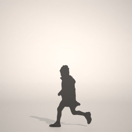 フリー素材 formZ 3D シルエット silhouette 子供 child 少女 girl スカート skirt ニット帽 走る run
