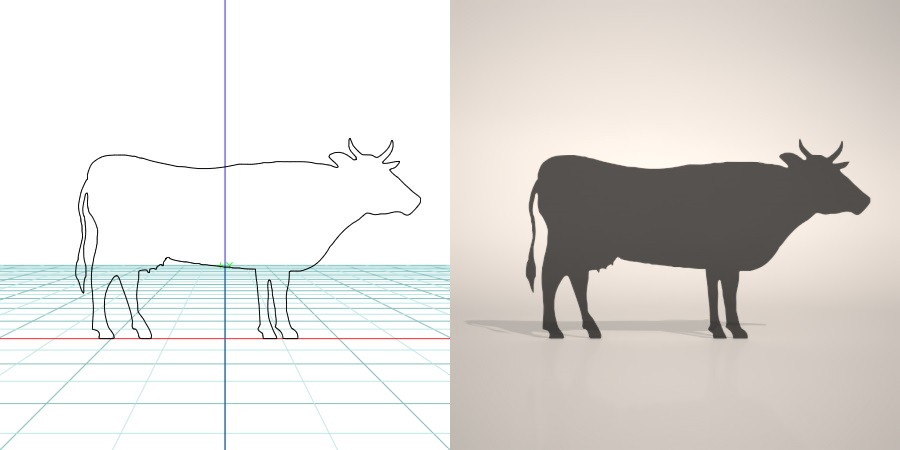 formZ 3D シルエット silhouette 動物 animal うし ウシ 牛 丑 ホルスタイン holstein 乳牛