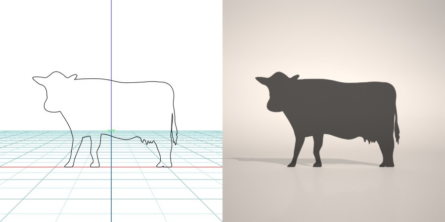 formZ 3D シルエット silhouette 動物 animal うし ウシ 牛 丑 ホルスタイン holstein