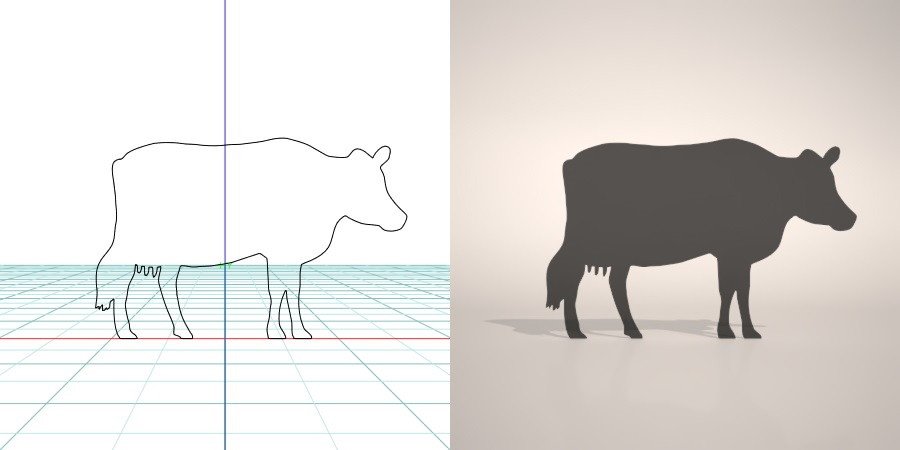 formZ 3D シルエット silhouette 動物 animal うし ウシ 牛 丑 ホルスタイン holstein