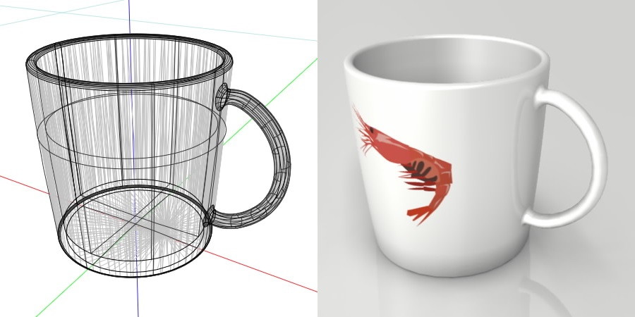 formZ 3D インテリア interior 食器 tableware cup マグカップ mug えび エビ 海老 shrimp