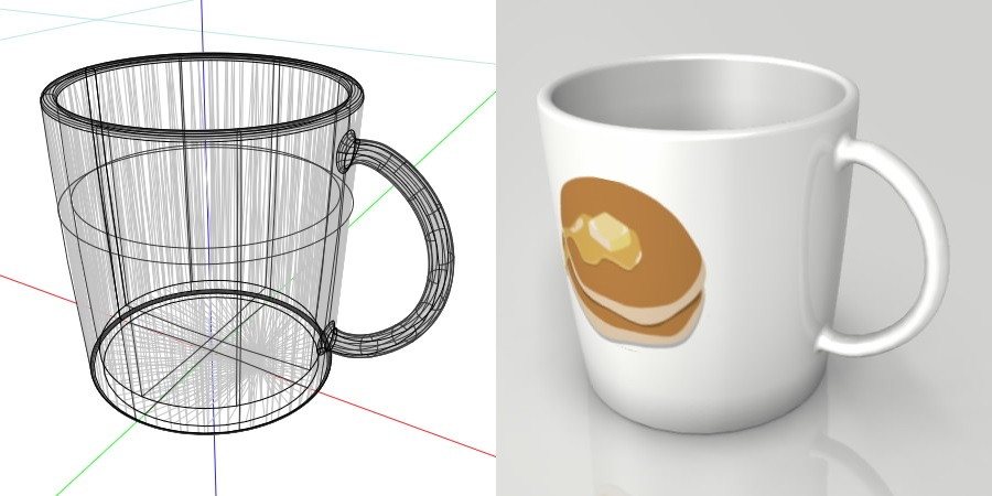 formZ 3D インテリア interior 食器 tableware cup マグカップ mug ホットケーキ パンケーキ pancake