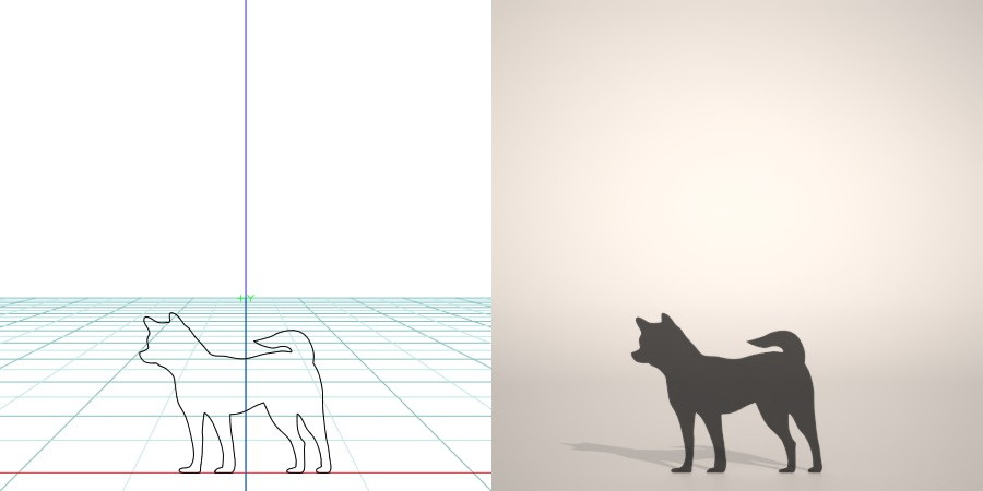 formZ 3D シルエット silhouette 動物 animal 犬 いぬ イヌ dog 柴犬｜【無料・商用可】3D CADデータ フリーダウンロードサイト丨digital-architex.com