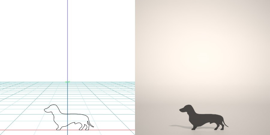 formZ 3D シルエット silhouette 動物 animal 犬 いぬ イヌ dog ダックスフンド