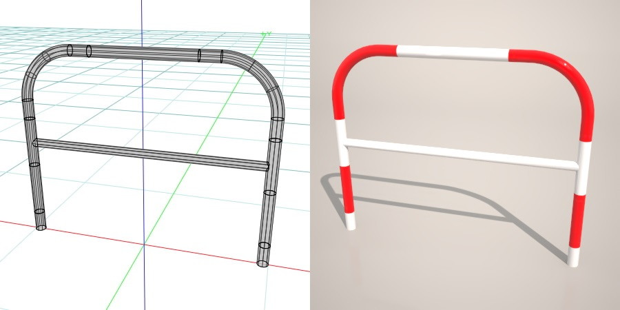 formZ 3D 道路 車両用防護柵 ガードフェンス ガードパイプ 赤 白 road guard pipe fence