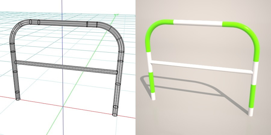 formZ 3D 道路 車両用防護柵 ガードフェンス ガードパイプ road guard pipe fence