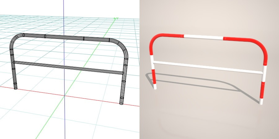 formZ 3D 道路 車両用防護柵 ガードフェンス ガードパイプ 赤 白 road guard pipe fence