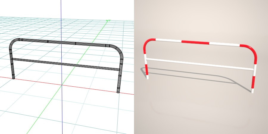 formZ 3D 道路 車両用防護柵 ガードフェンス ガードパイプ 赤 白 road guard pipe fence