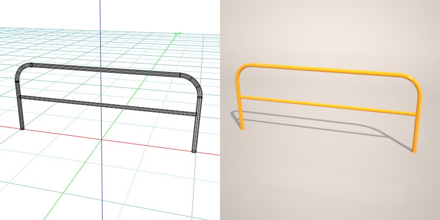 formZ 3D 道路 車両用防護柵 ガードフェンス ガードパイプ road guard pipe fence