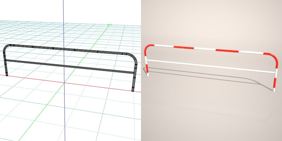 formZ 3D 道路 車両用防護柵 ガードフェンス ガードパイプ 赤 白 road guard pipe fence