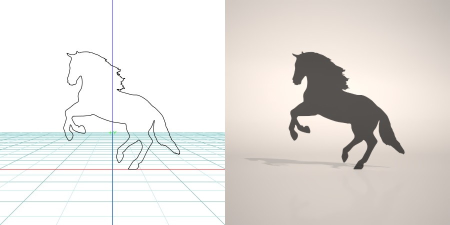 formZ 3D シルエット silhouette 動物 animal 馬 ウマ うま 午 horse