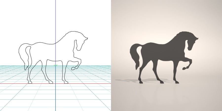 formZ 3D シルエット silhouette 動物 animal 馬 ウマ うま 午 horse