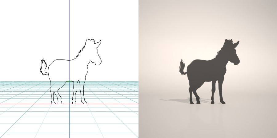 formZ 3D シルエット silhouette 動物 animal 馬 ウマ うま 午 horse