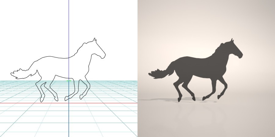 formZ 3D シルエット silhouette 動物 animal 馬 ウマ うま 午 horse