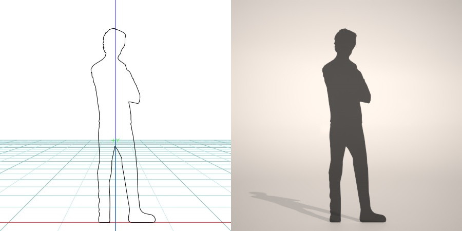 formZ 3D silhouette man 腕を組んで立つ男性のシルエット 腕組み