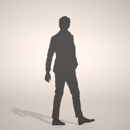 formZ 3D silhouette man ポケットに手を入れて立つジャケットを着た男性のシルエット