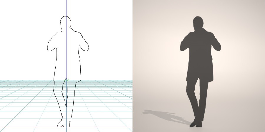 formZ 3D silhouette man ジャケット スーツ 背広 business suit コートを羽織る男性のシルエット