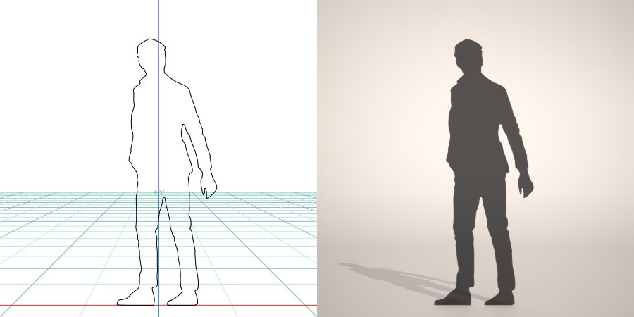 formZ 3D シルエット silhouette 男性 man ジャケット スーツ 背広 business suit 会社員 ビジネスマン businessman サラリーマン