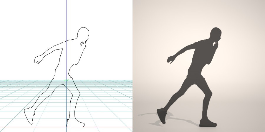 フリー素材 formZ 3D silhouette man 走る running ジョギング Jogging ジョガー Jogger ランニングをする男性のシルエット