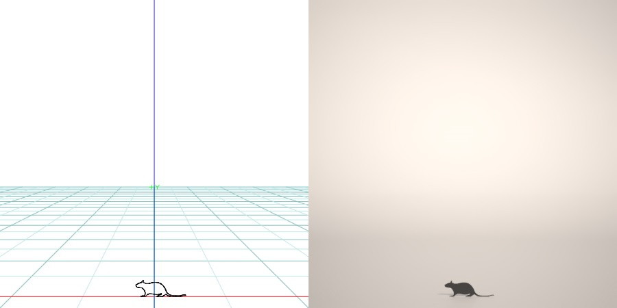 formZ 3D シルエット silhouette 動物 animal ネズミ 鼠 ねずみ マウス mouse