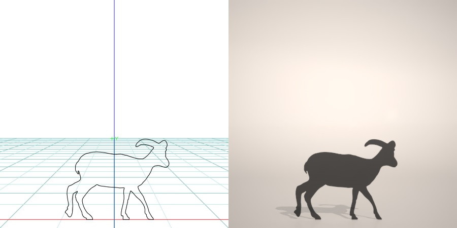 formZ 3D シルエット silhouette 動物 animal 羊 ひつじ ヒツジ 未