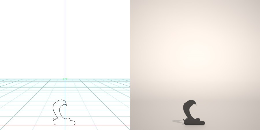 formZ 3D シルエット silhouette 動物 へび 蛇 巳 snake